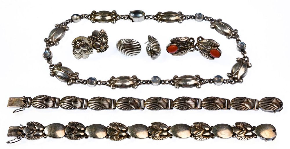 Lot 597: Georg Jensen Sterling Silver Jewelry Assortment