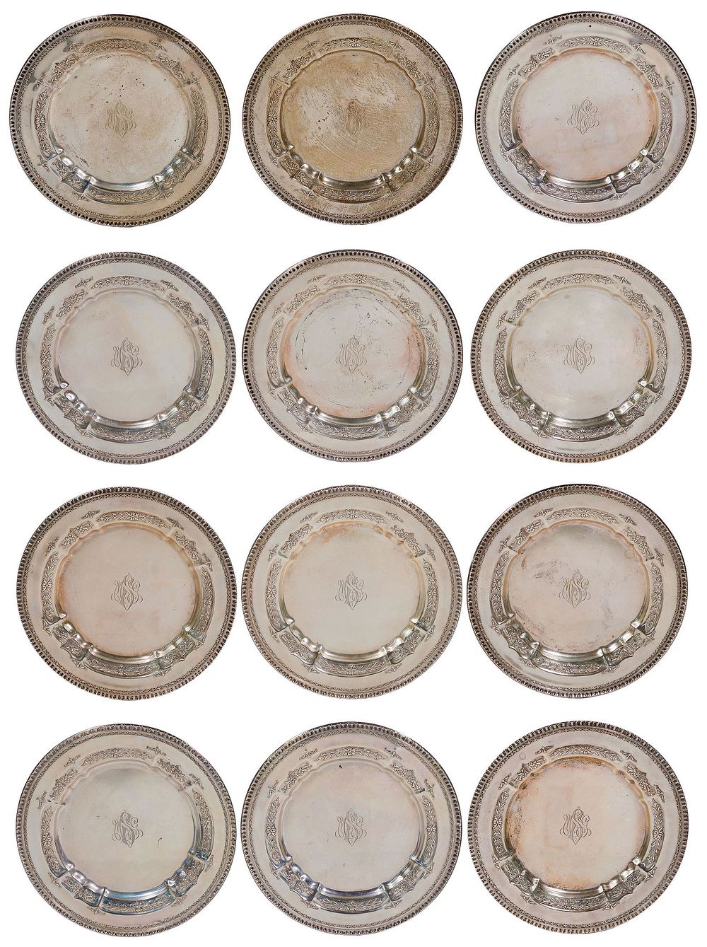 Lot 633: Dominick & Haff 'LaSalle' Sterling Silver Plate Set
