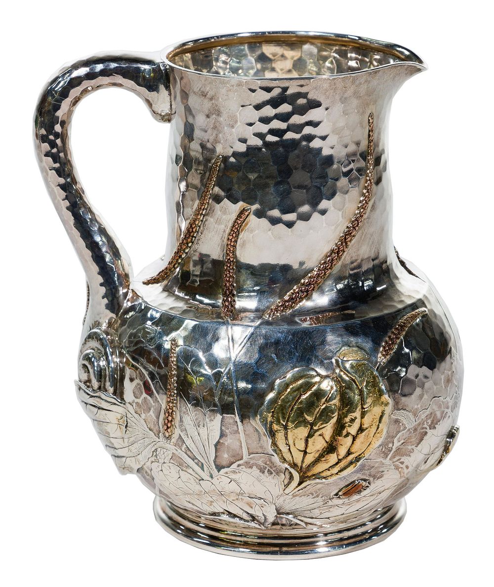 Lot 635: Tiffany & Co. 'Japonesque' Mixed Metal Pitcher