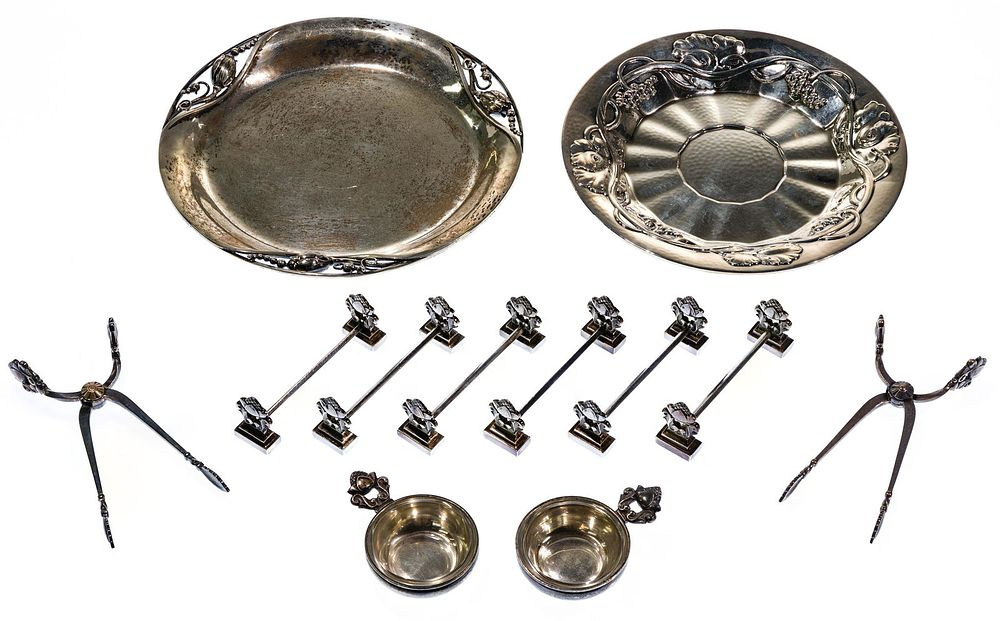 Lot 649: Georg Jensen 'Acorn' Sterling Silver Assortment