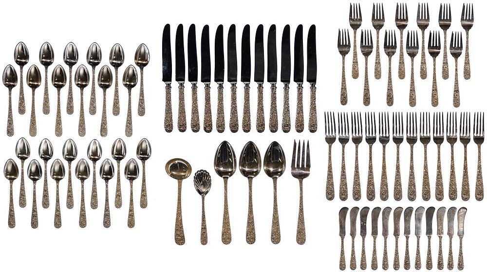 Lot 655: S Kirk & Sons 'Repousse' Sterling Silver Flatware