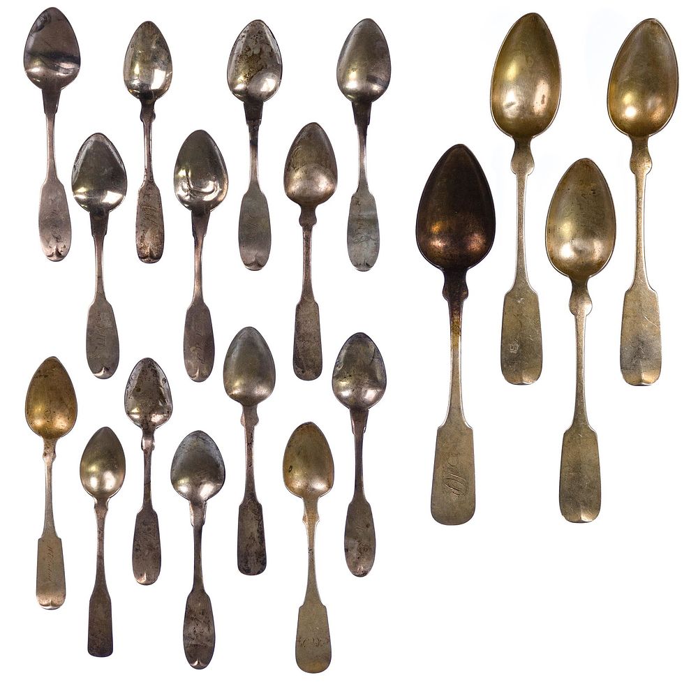Lot 667: Coin Silver (900) and European Silver (800) Spoon