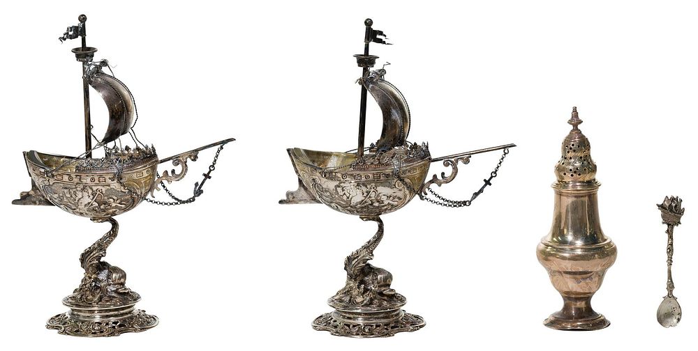 Lot 668: Silver (830) Master Salt Cellars