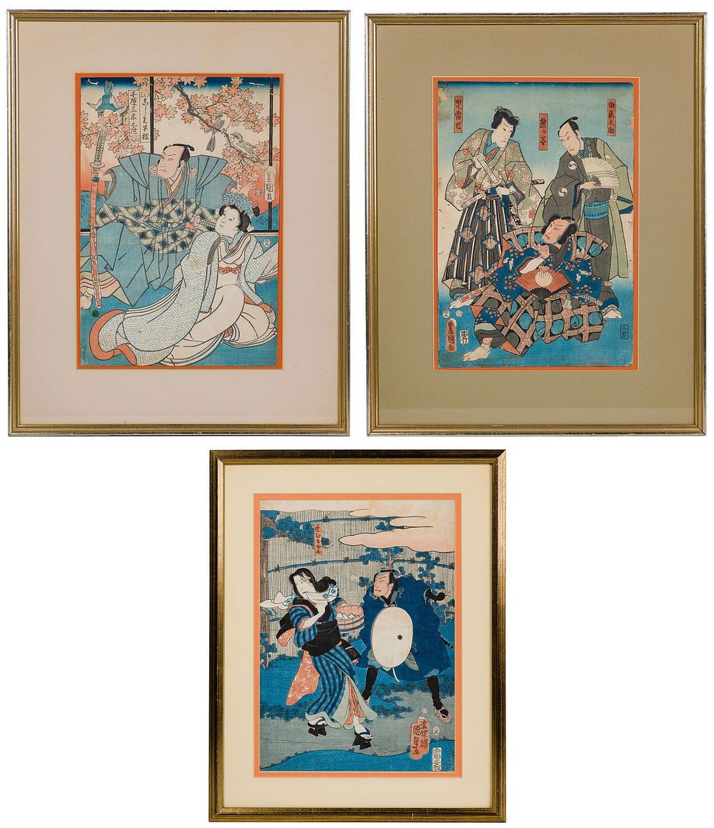 Lot 204: Kunisada and Kunisada II Woodblock Prints Assortment