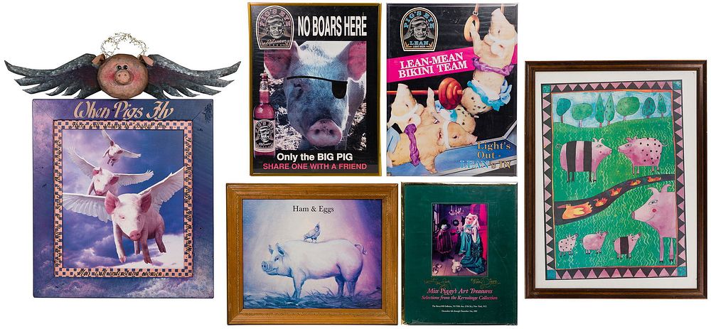 Lot 221: Multiple Artists Pig-Themed Artwork Assortment