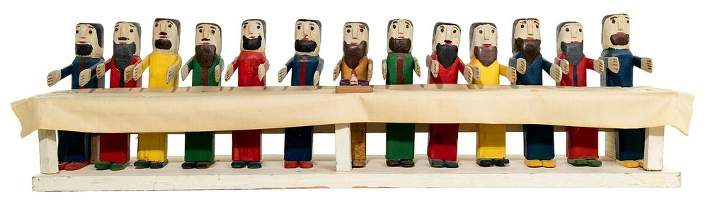 Lot 229: Braxton Ponder (American, 1915-2001) Last Supper Folk