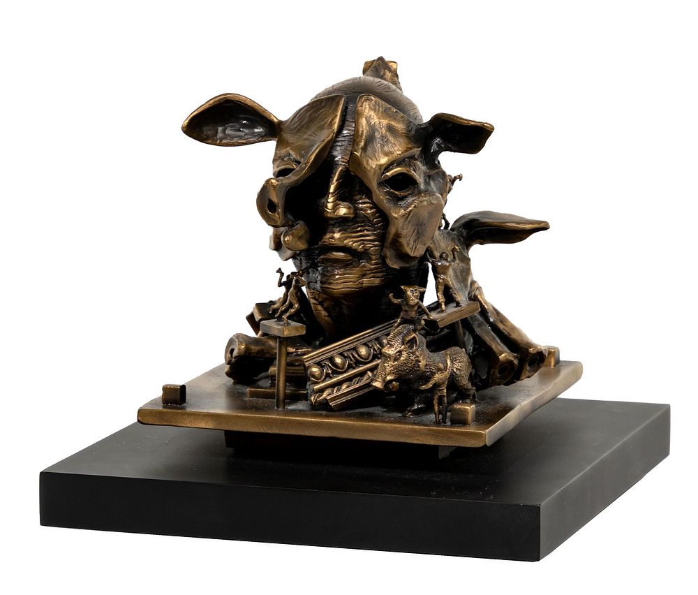 Lot 248: Theodore Gall (American, b.1941) 'Pig' Bronze Sculpture