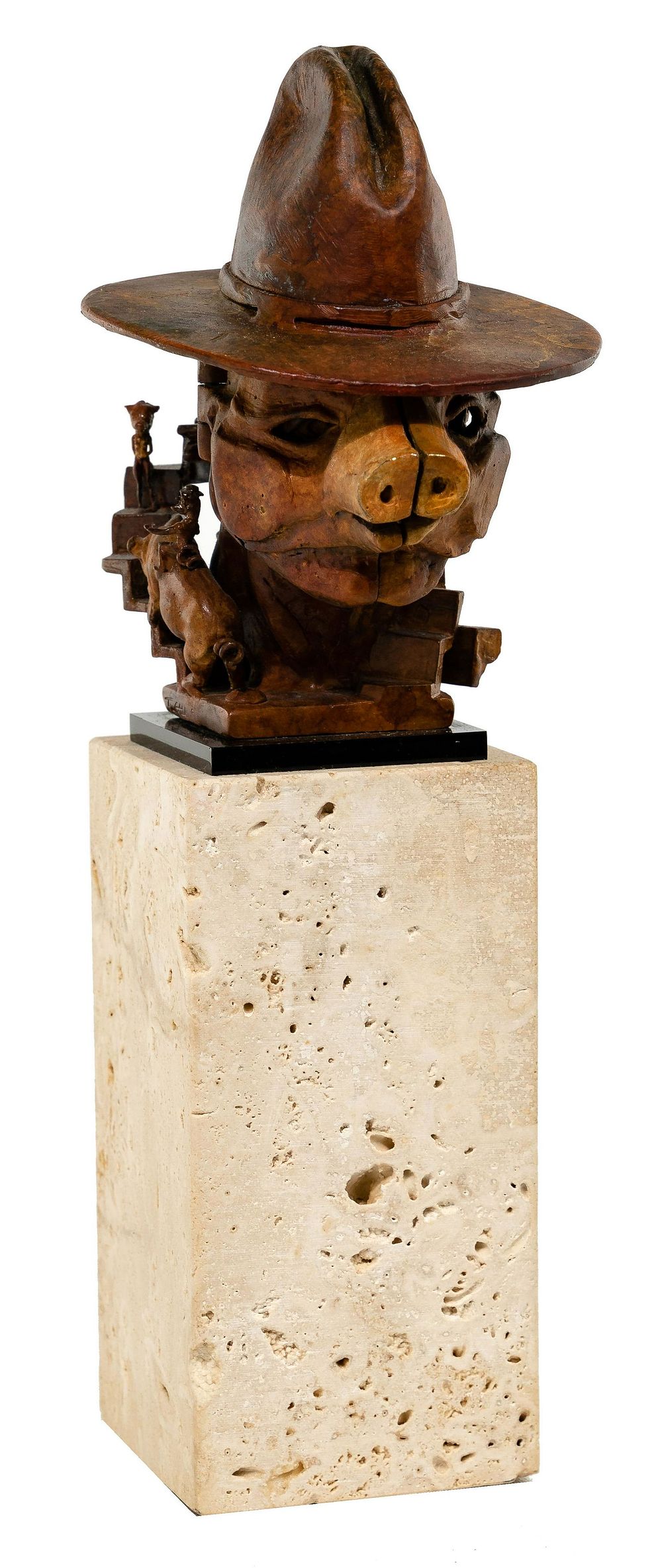 Lot 253: Theodore Gall (American, b.1941) 'Cowboy Pig' Bronze