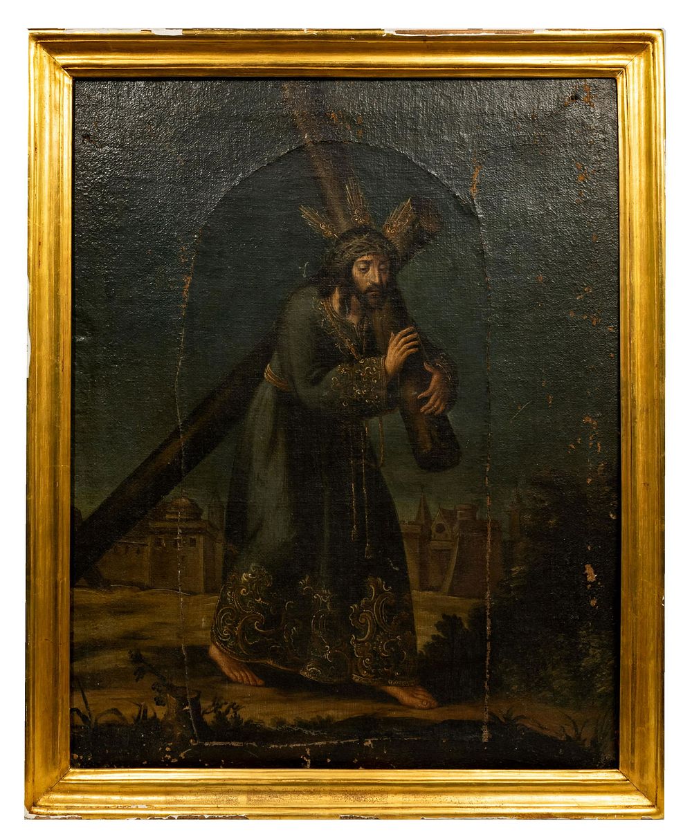 Lot 265: Unknown Artist 'Christ Carrying the Cross' Oil on