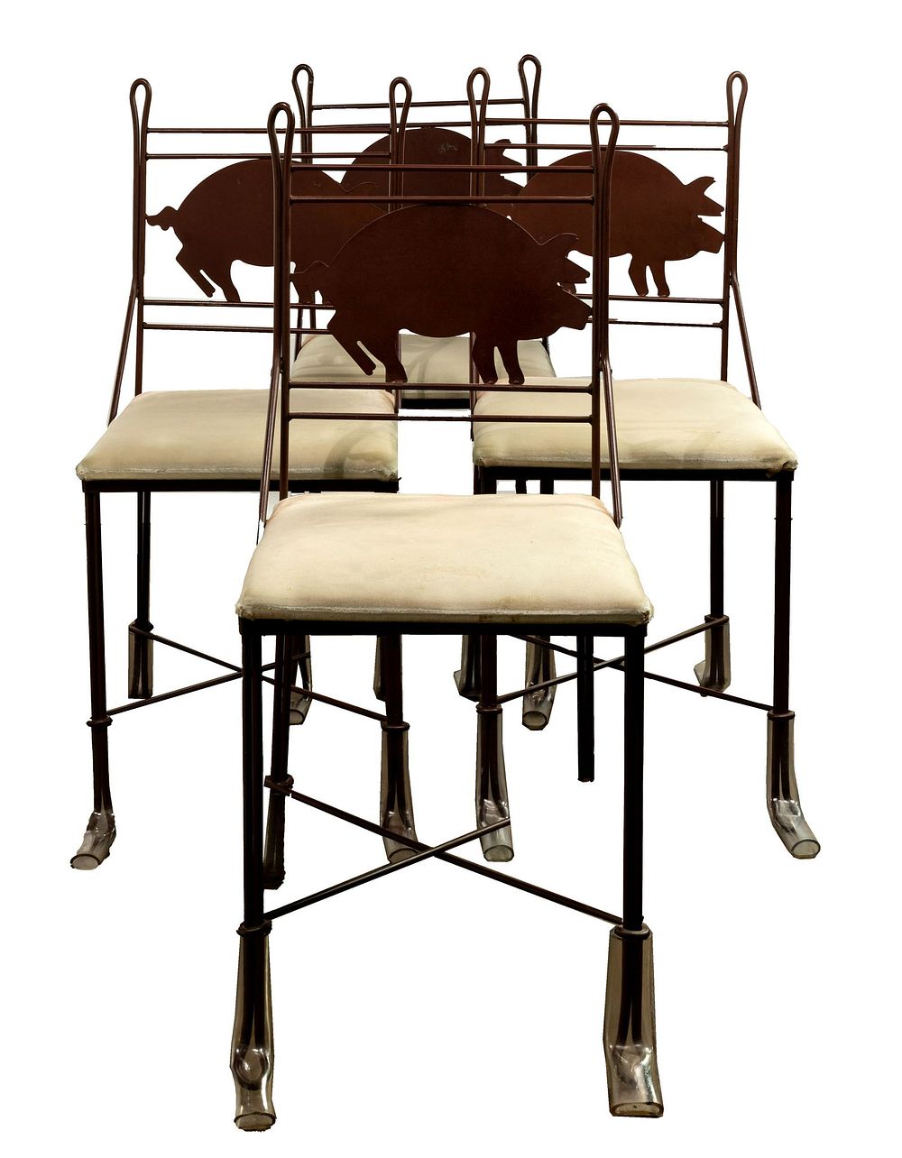 Lot 337: Teena Originals Pig Backsplat Metal Chair Set
