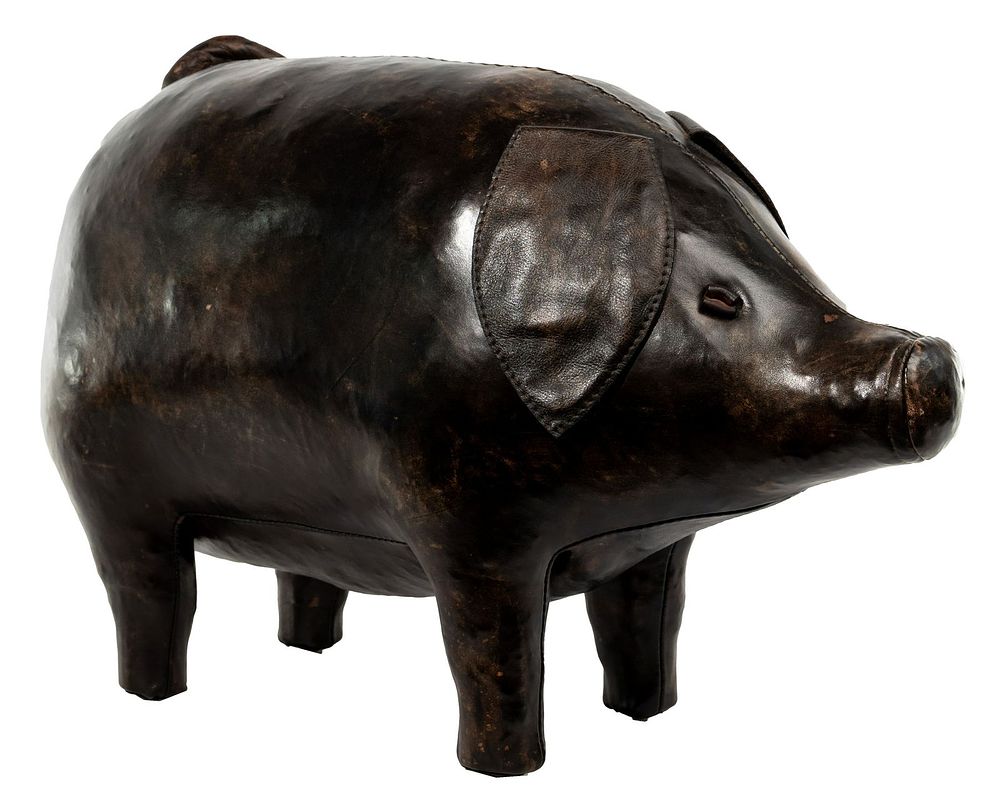 Lot 338: Scully & Scully for Omersa & Co Leather Pig Footstool