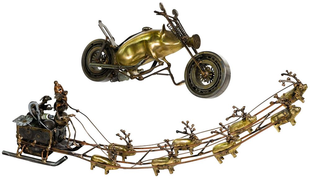 Lot 350: Mixed Metal Hog Sculptures