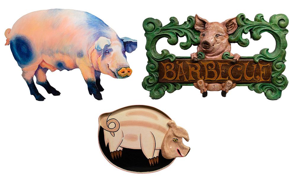 Lot 365: Pig Sign and Tray Assortment
