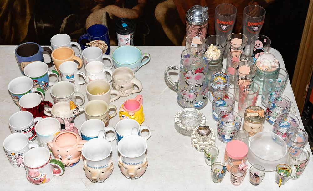 Lot 376: Pig Cup and Glassware Assortment