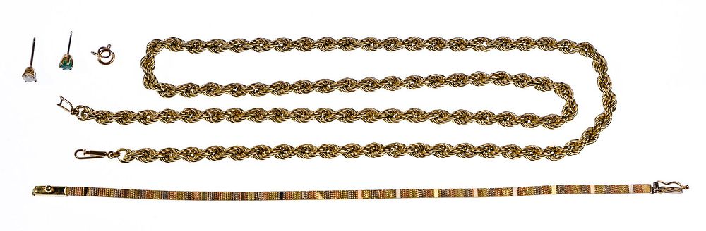 Lot 448: 14k Yellow Gold Jewelry Assortment