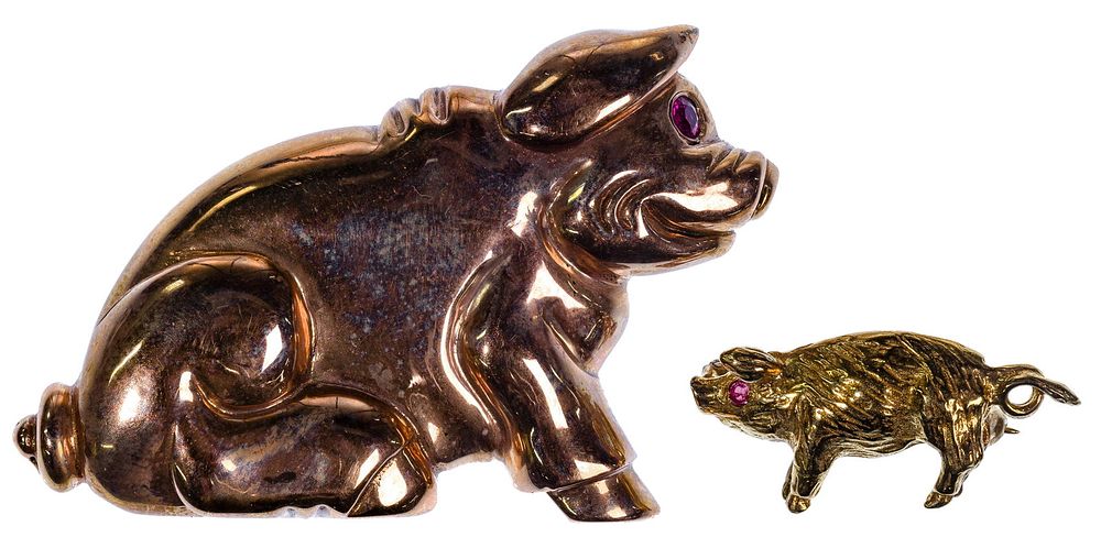 Lot 461: 14k Gold Pig Pins