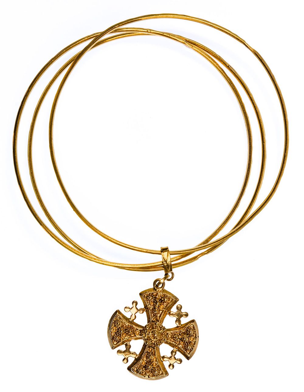 Lot 482: Yellow Gold Charm Bangle Bracelet