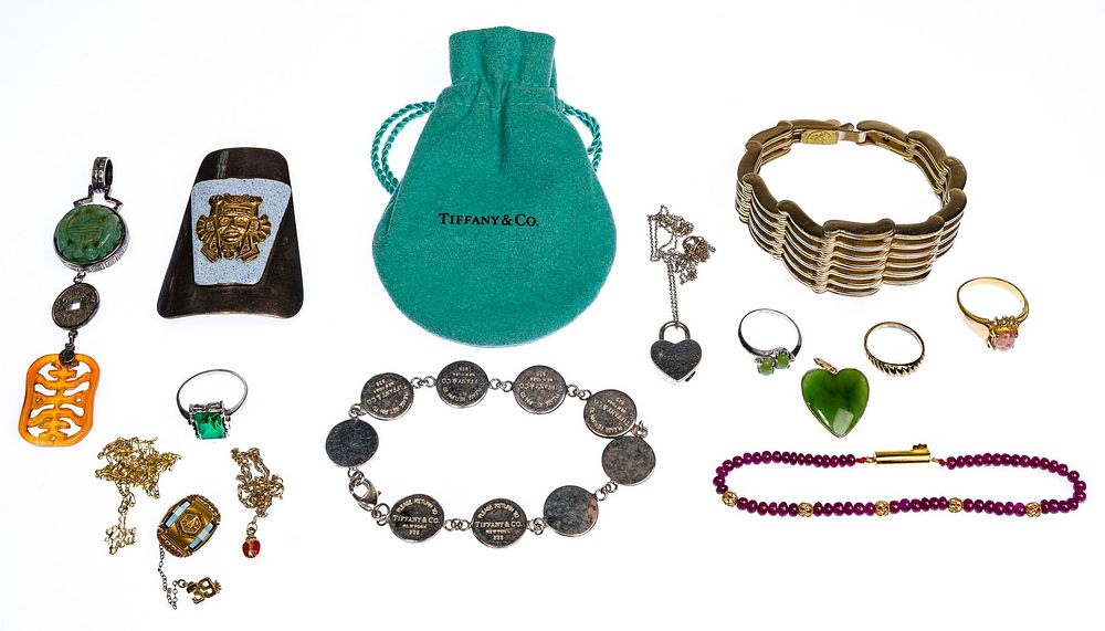 Lot 513: 10k Yellow Gold, Sterling Silver and Costume Jewelry