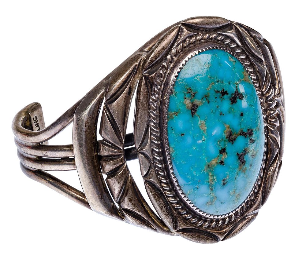 Lot 520: Orville Tsinnie Sterling Silver and Turquoise Cuff