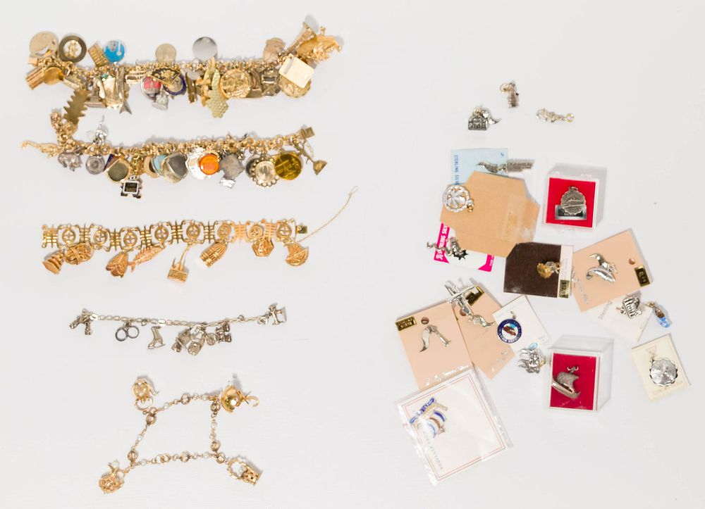 Lot 524: Charm Bracelet and Charm Assortment