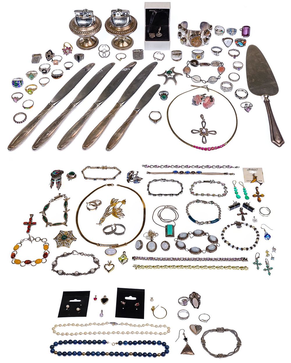 Lot 527: Mixed Gold and Sterling Silver Jewelry Assortment