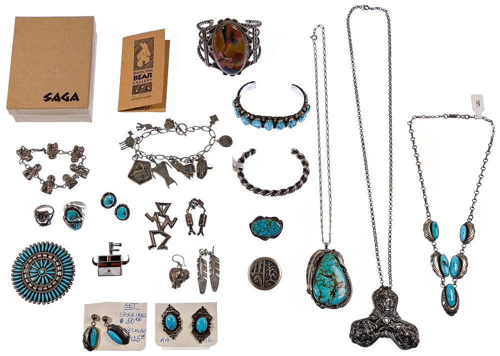 Lot 528: Native American Indian Sterling Silver Jewelry