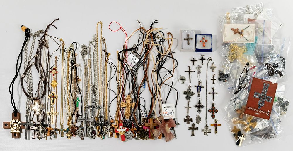 Lot 531: Sterling Silver and Costume Cross Assortment