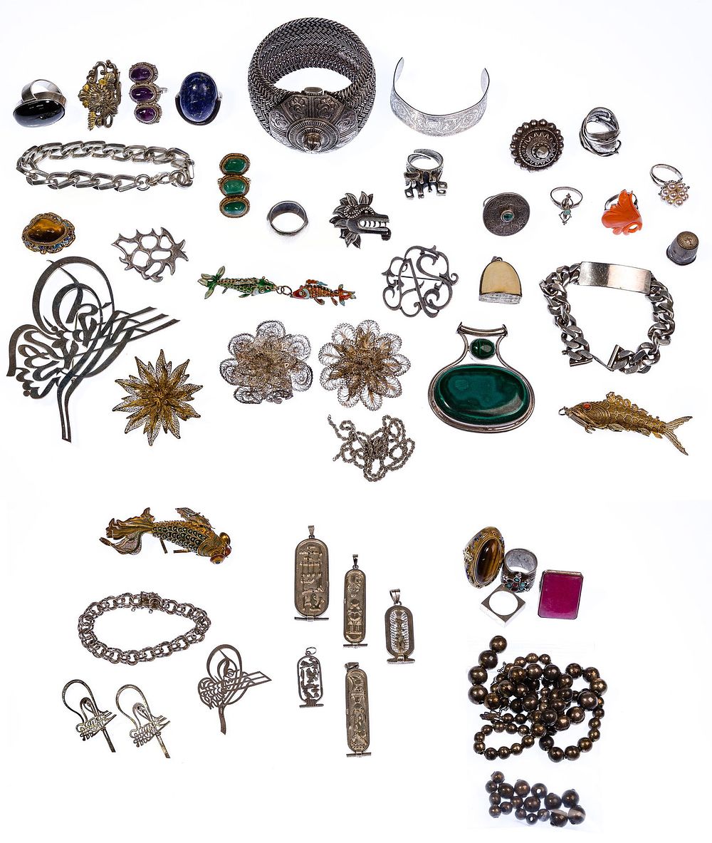 Lot 532: Sterling Silver and European Silver (800) Jewelry