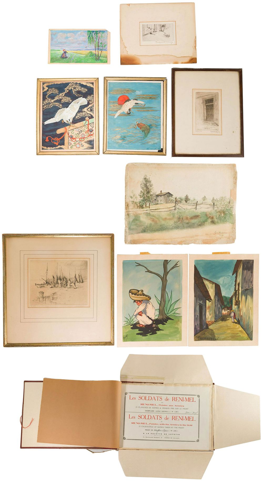 Lot 183: Painting, Watercolor, Etching and Print Assortment