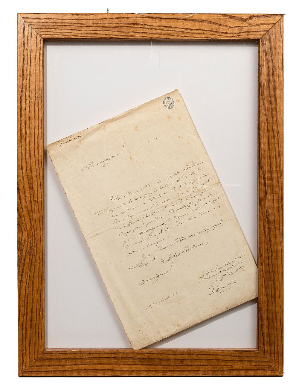 Lot 210: Jan Henryk Dabrowski (Polish, 1755-1818) Signed Letter