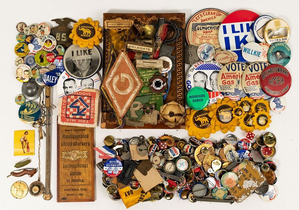 Lot 216: Pinback and Sash Assortment