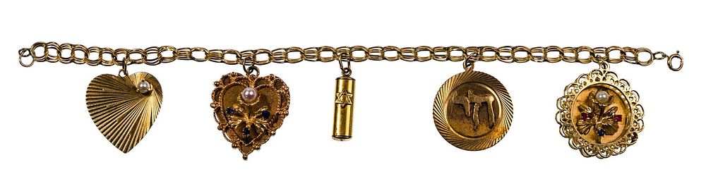 Lot 264: 14k Yellow Gold Charm Bracelet