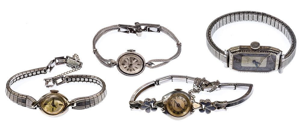 Lot 305: 14k White Gold Case Wristwatch Assortment