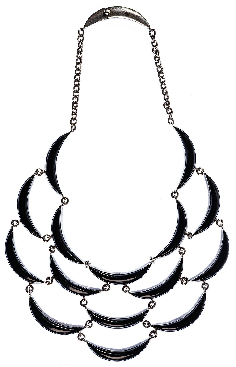 Lot 340: Antionio Pineda Sterling Silver and Onyx Necklace