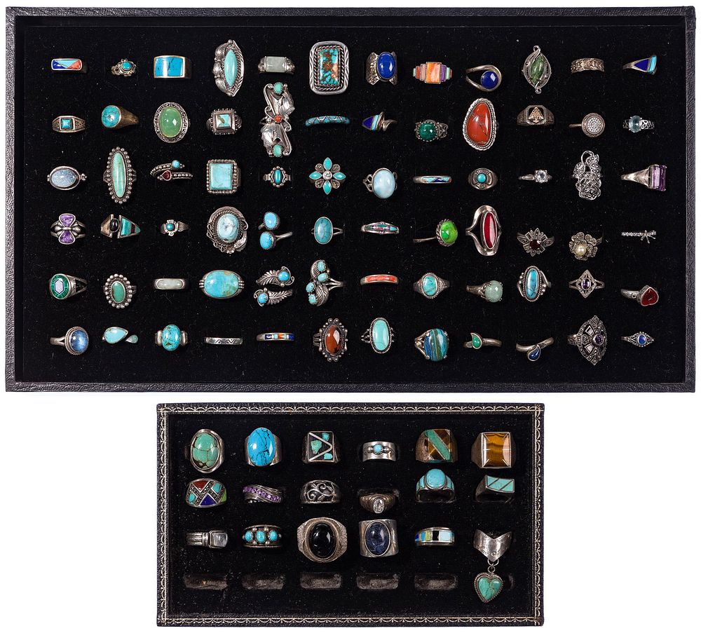 Lot 354: Sterling Silver, Stone and Gemstone Ring Assortment
