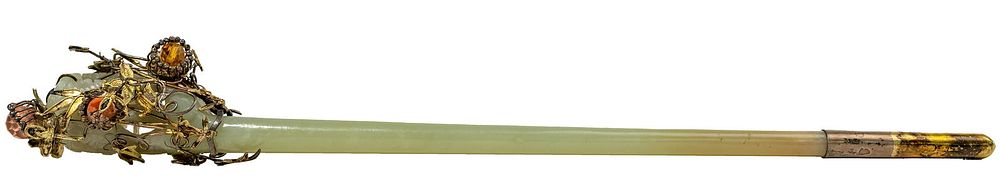Lot 359: Jadeite Jade and Silver Hair Stick