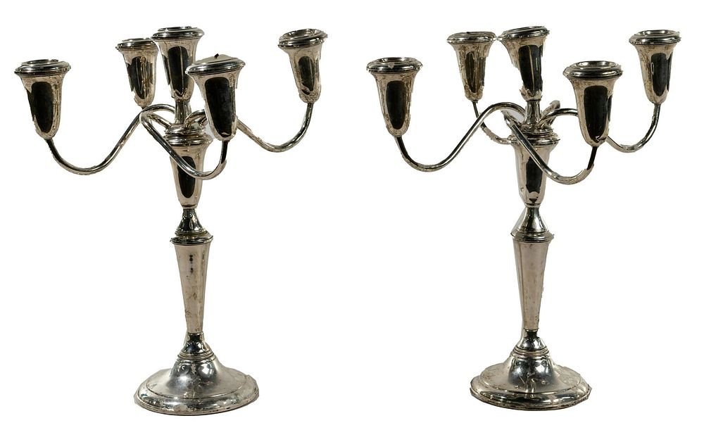 Lot 361: Empire Sterling Silver Candlesticks