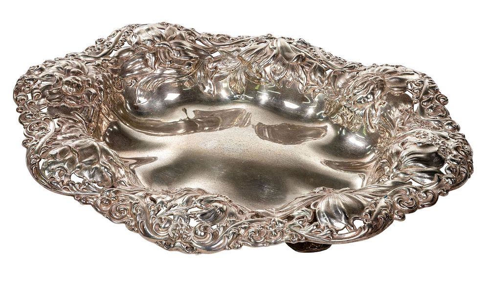 Lot 362: Gorham Sterling Silver Pierced Rim Footed Bowl