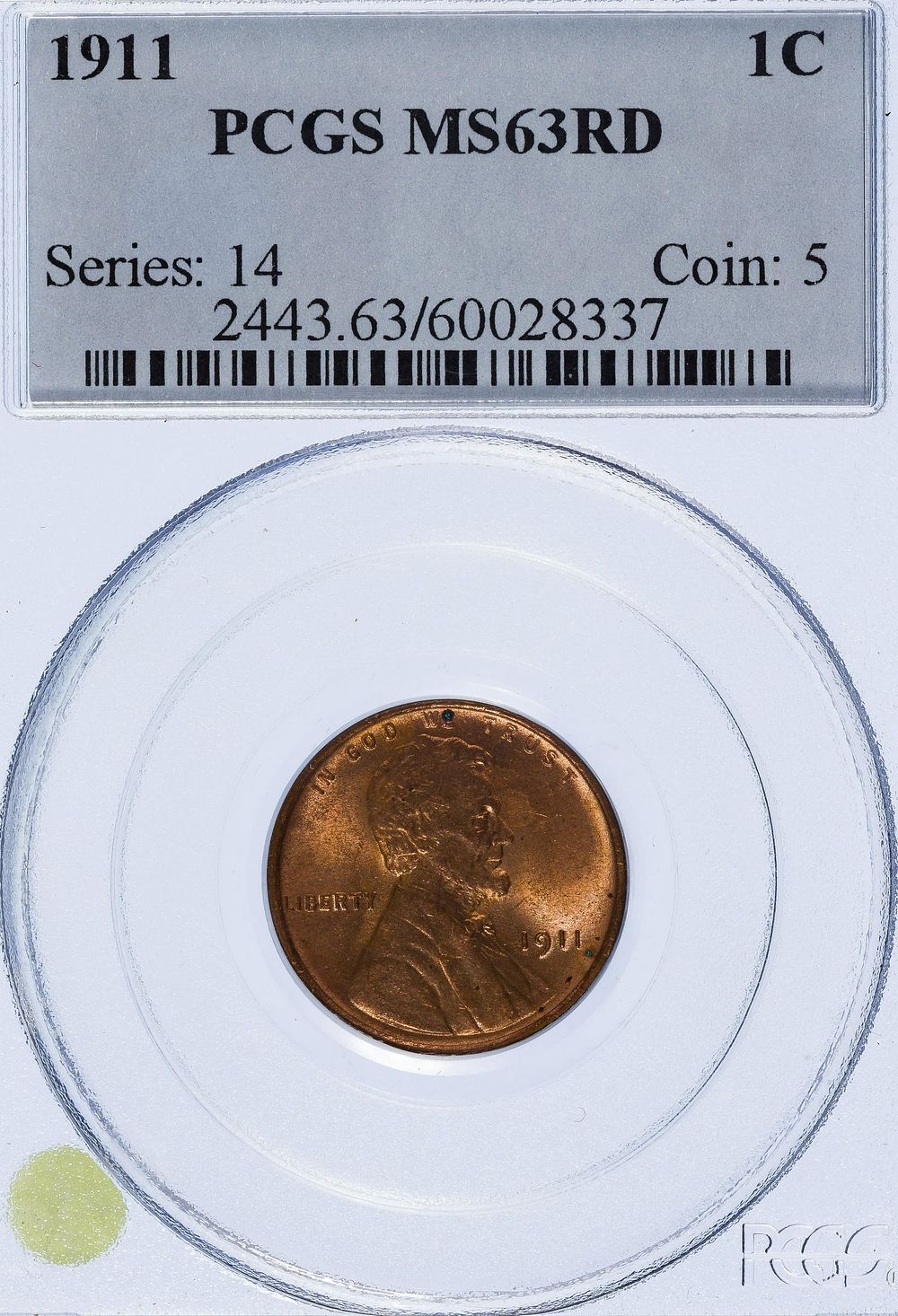 Lot 379: 1911 1c MS-63 RD PCGS