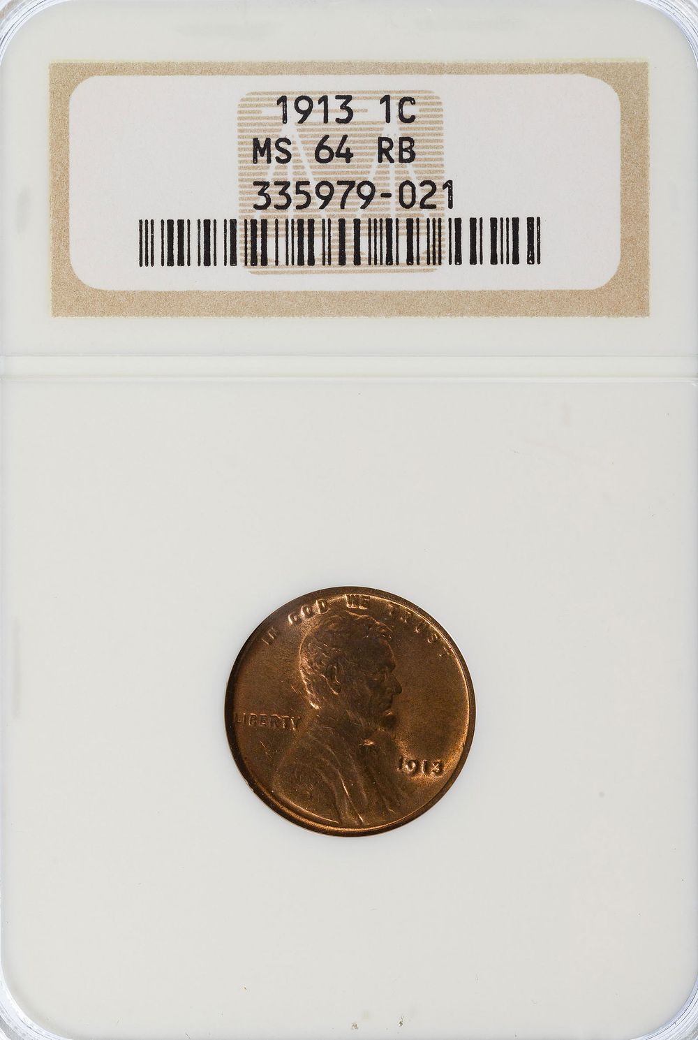 Lot 383: 1913 1c MS-64 RB NGC