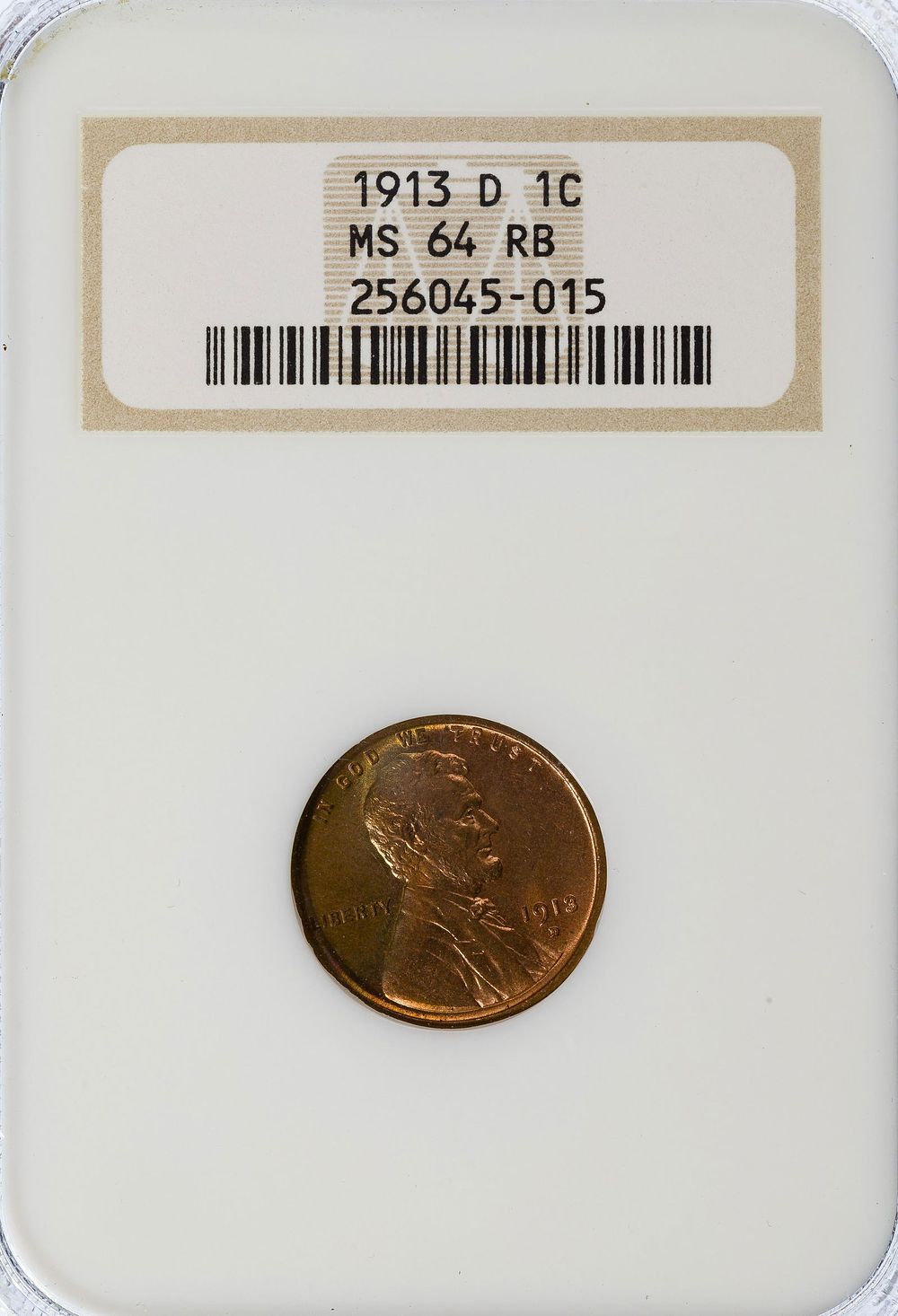 Lot 384: 1913-D 1c MS-64 RB NGC