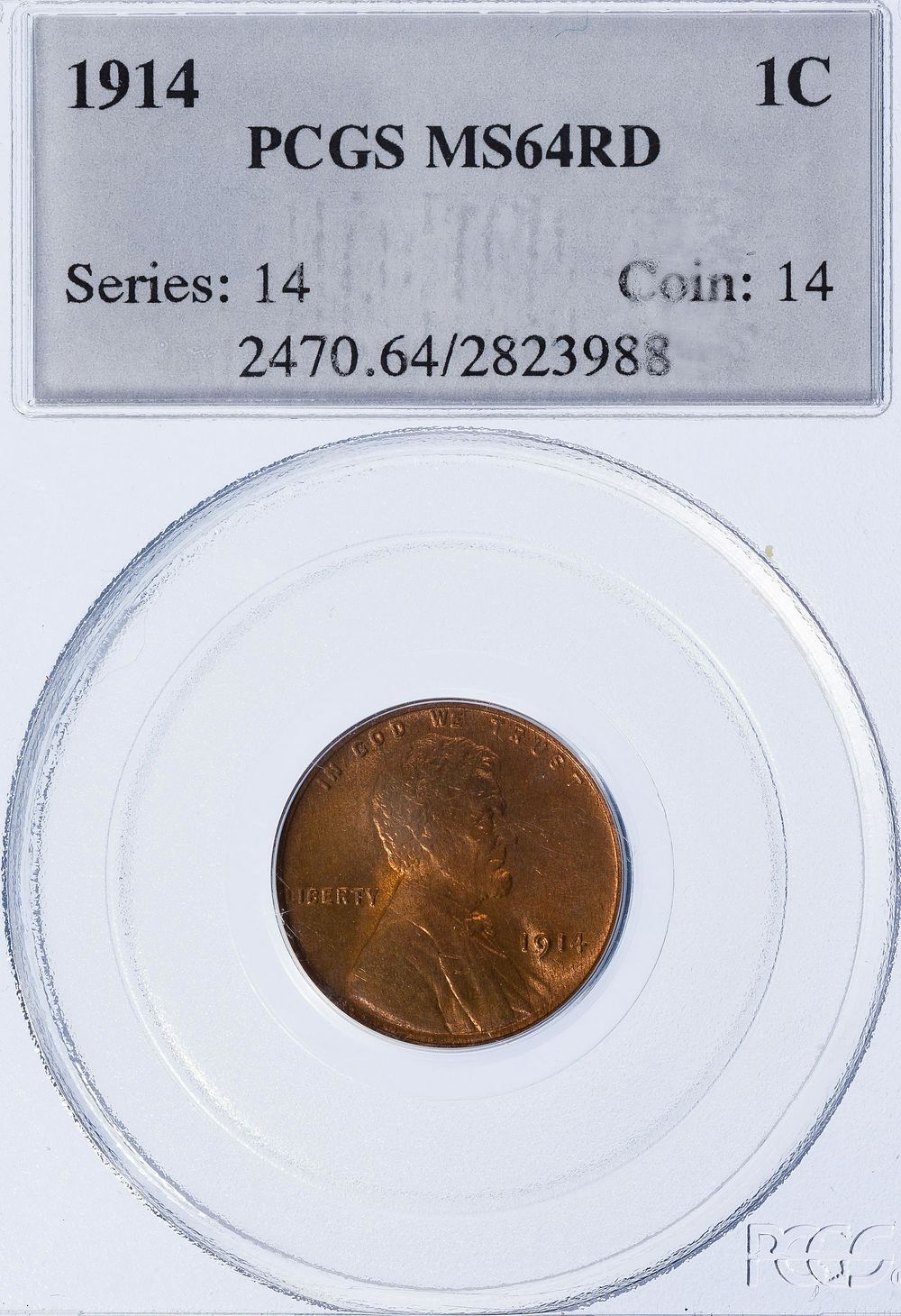 Lot 386: 1914 1c MS-64 RD PCGS