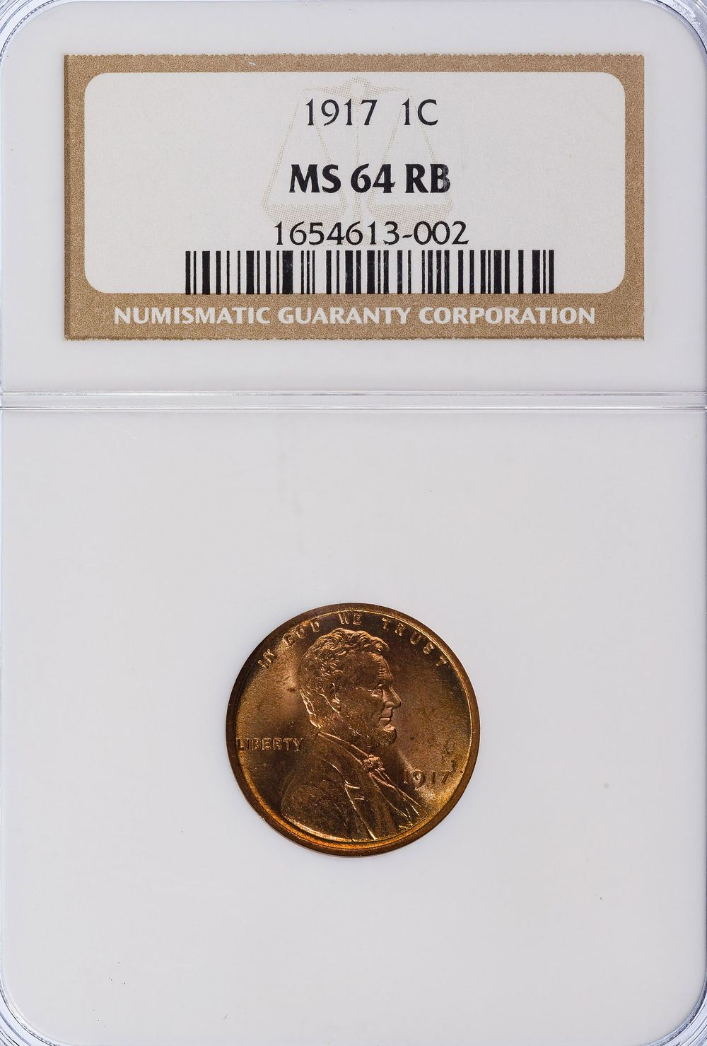 Lot 394: 1917 1c MS-64 RB NGC