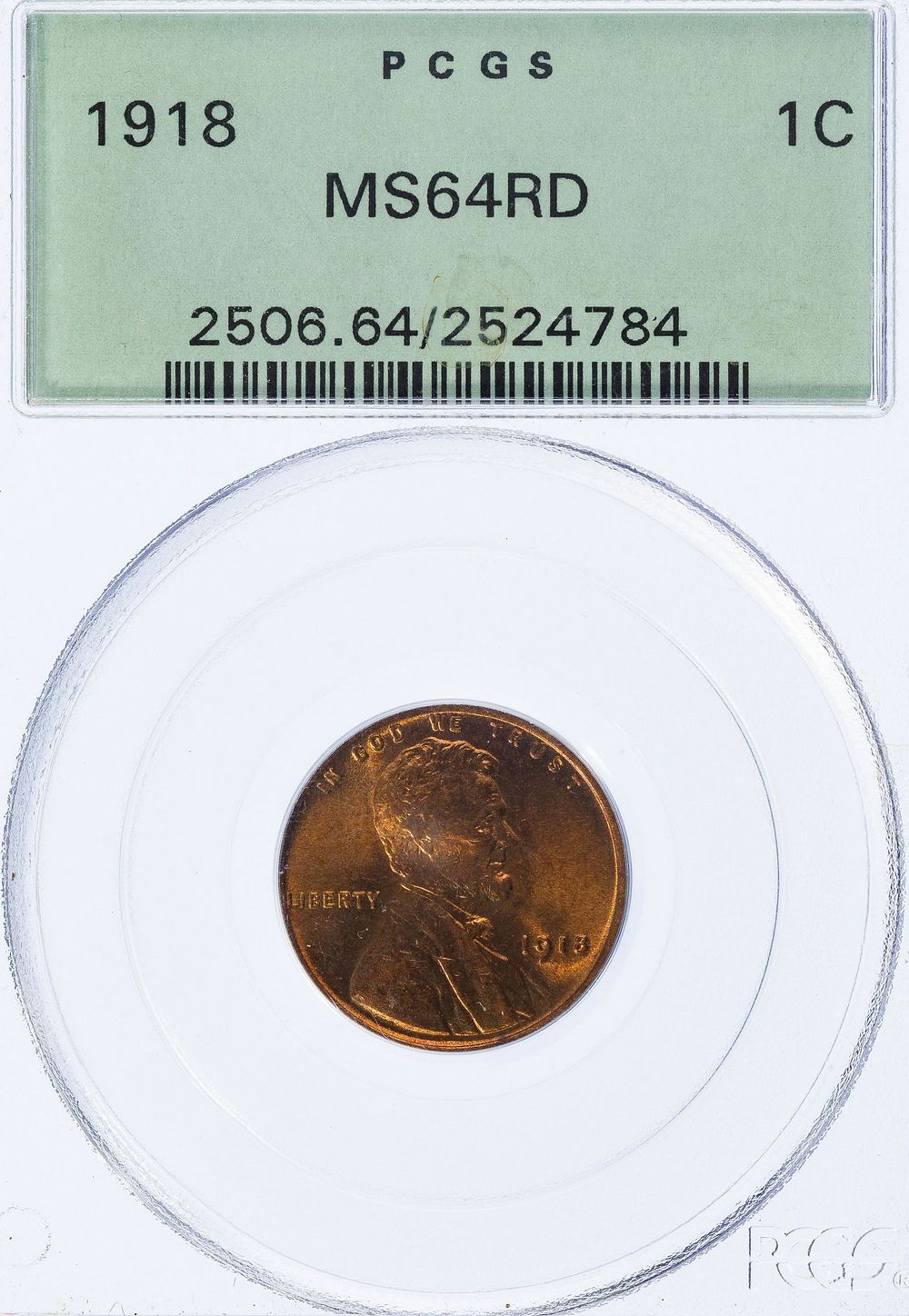 Lot 396: 1918 1c MS-64 RD PCGS
