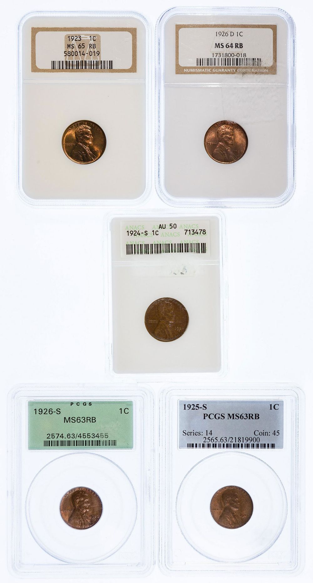 Lot 403: Lincoln 1c Graded Assortment