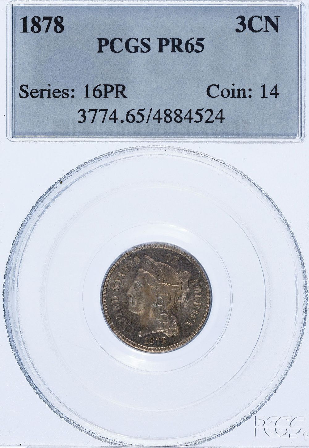 Lot 411: 1878 3c PR-65 PCGS