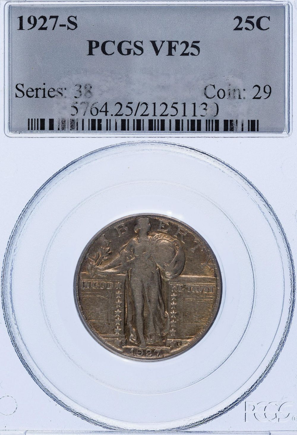 Lot 434: 1927-S 25c VF-25 PCGS