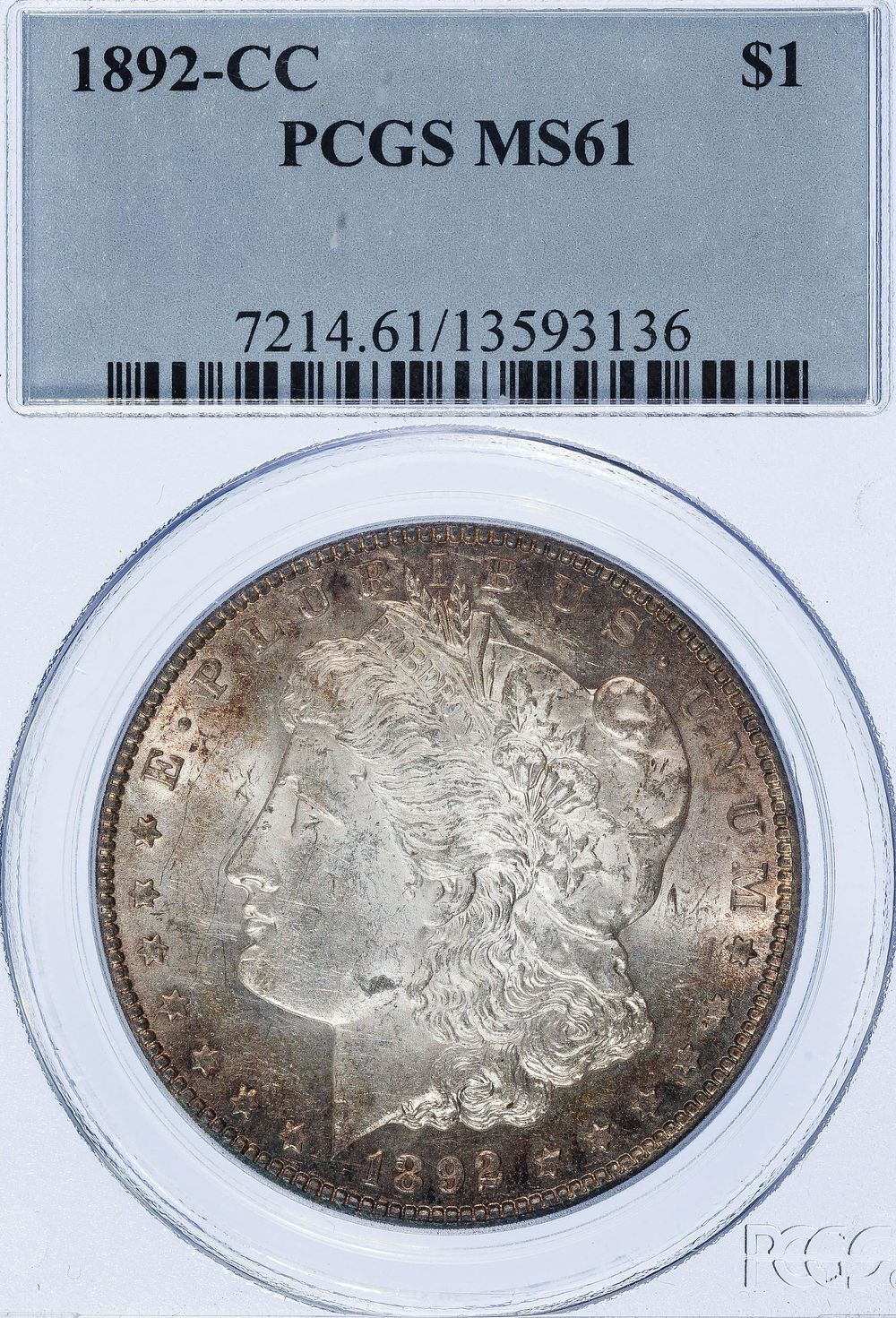 Lot 449: 1892-CC $1 MS-61 PCGS