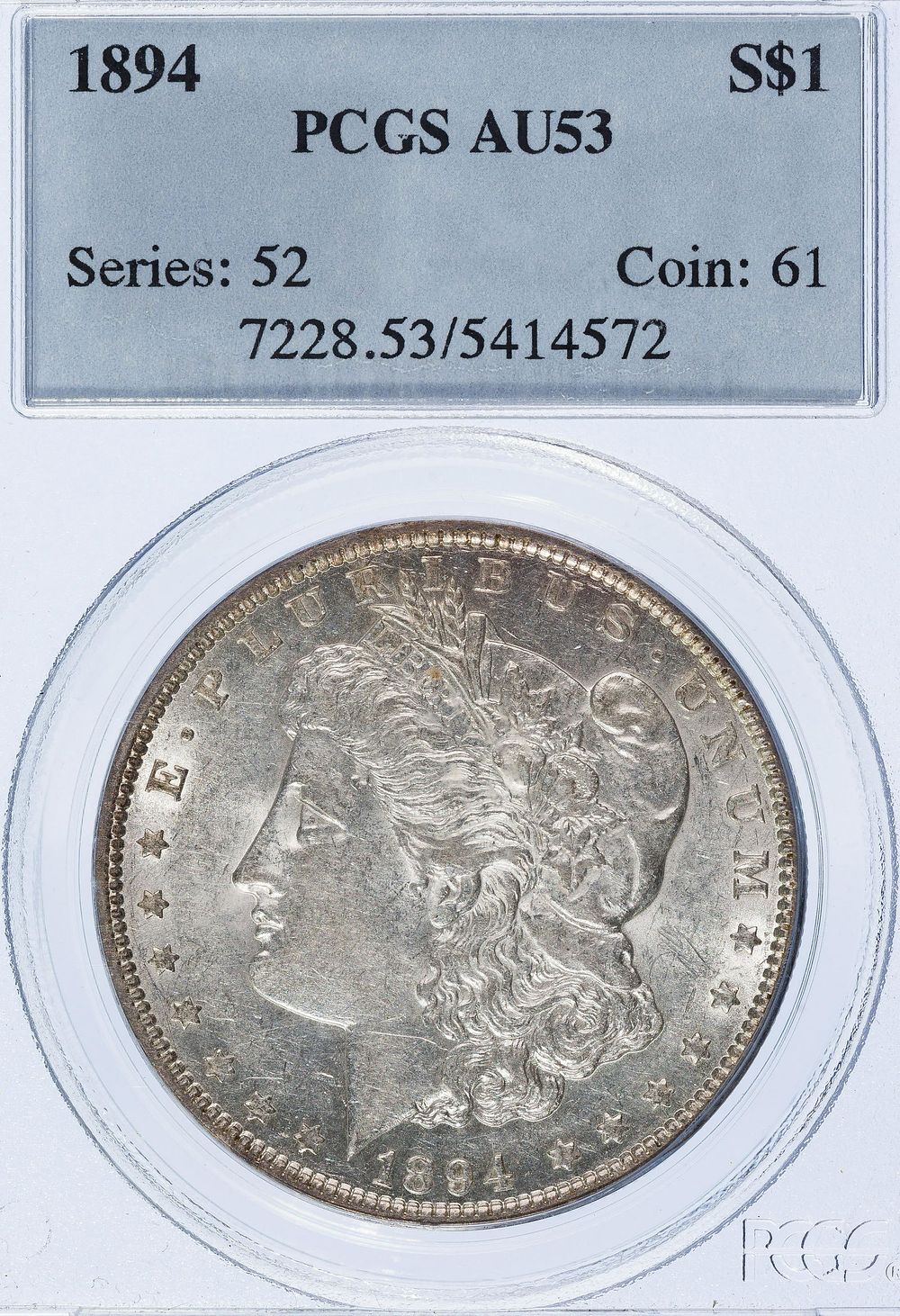 Lot 453: 1894 $1 AU-53 PCGS