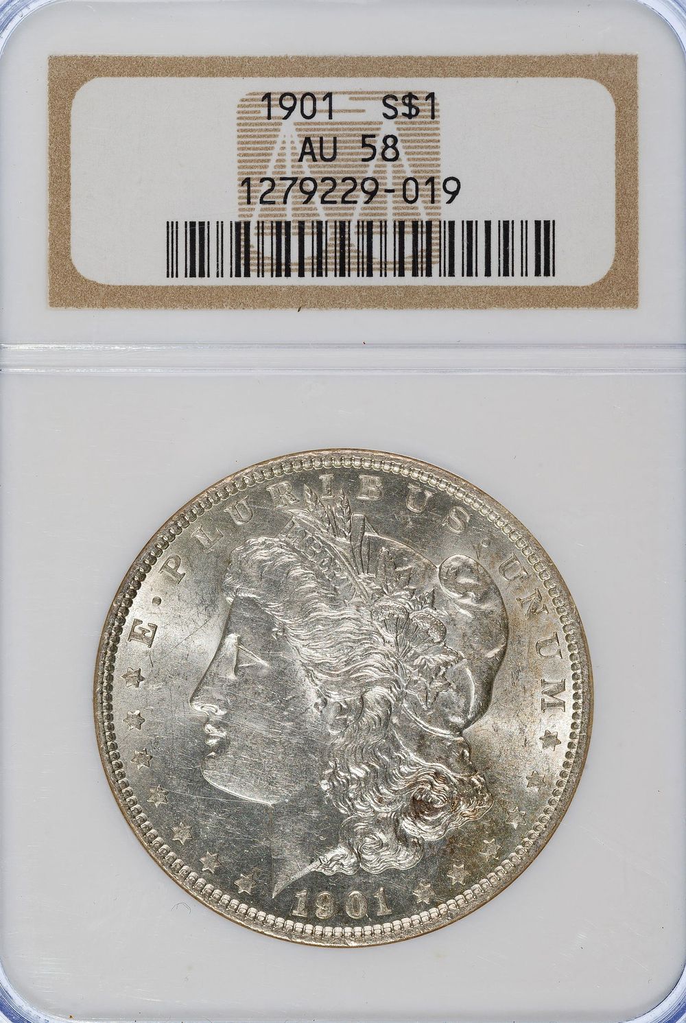 Lot 457: 1901 $1 AU-58 NGC